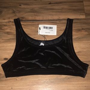 Gsuwoo velvet black bralette crop top size small NWT
